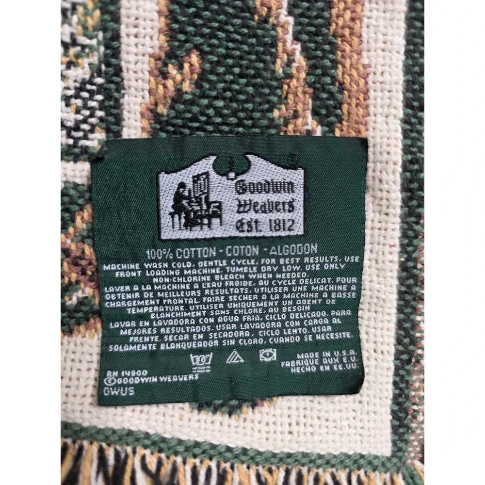 Goodwin Weavers‎ Throw Blanket Fringed Lake Boats Fishing 100% Cotton Made USA
